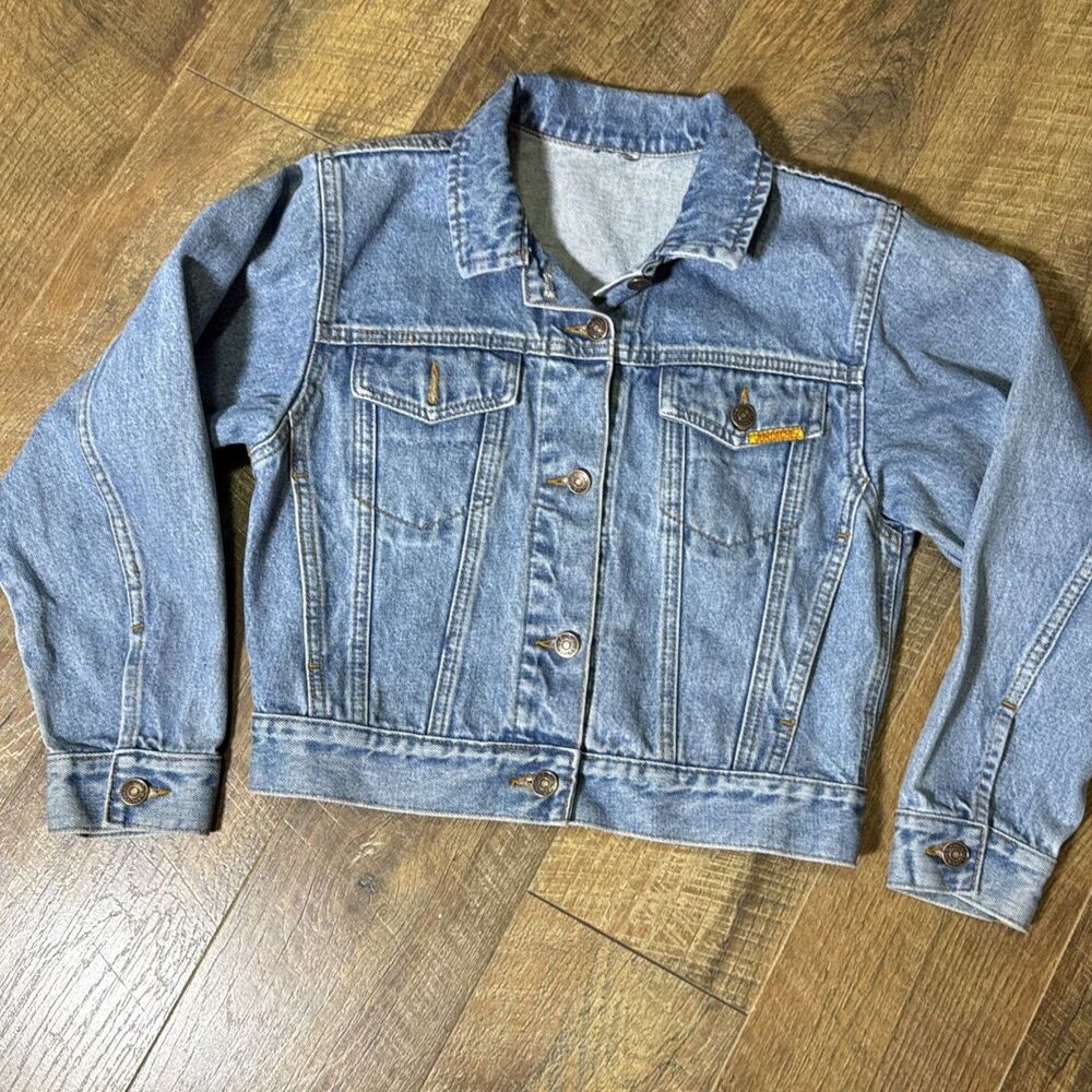 Vintage Jordache Jacket Kids XL Blue Denim Trucker Original Jeanswear 90s
